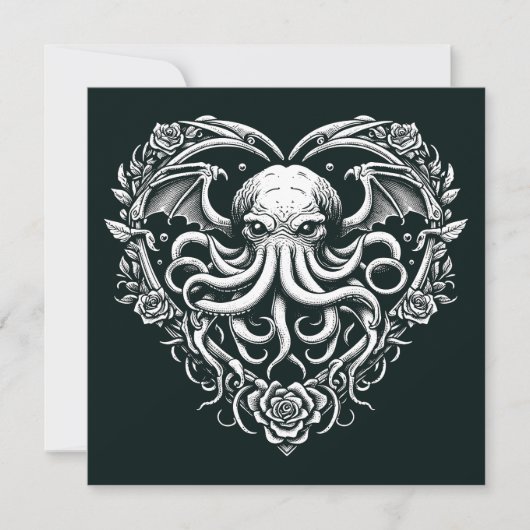 Cthulhu Valentine Lovecraft Horror Herz geformt Karte (Vorderseite)