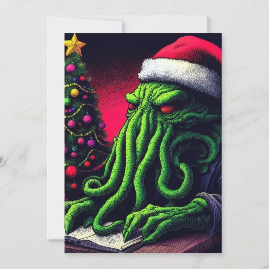 Cthulhu Weihnachtsfeiertage Saison Feiertagskarte (Vorderseite)