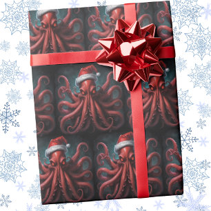 Cthulhu-Weihnachtspapier mit Santa-Hut Geschenkpapier