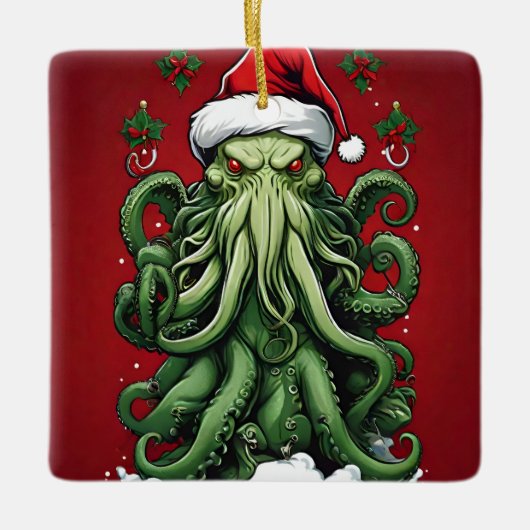 Cthulhus Yuletide Reign: Ein erschreckendes Weihna Keramikornament (Vorderseite)