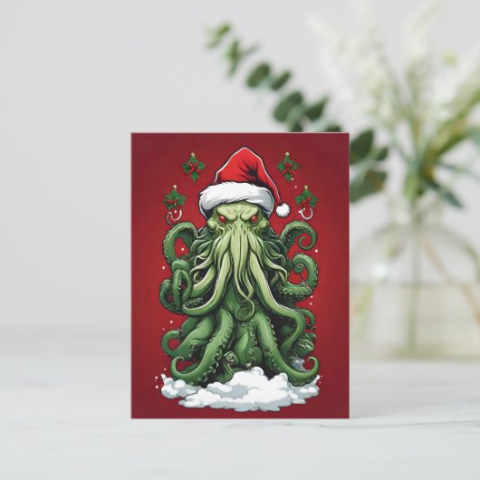 Cthulhus Yuletide Reign: Ein erschreckendes Weihna Postkarte (Stehend Vorderseite)