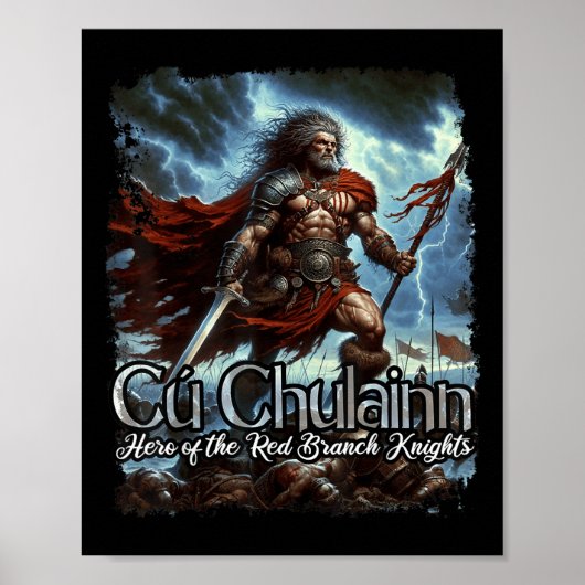 Cu Chulainn Celtic Irish Mythology Krieg Gott Poster (Vorne)