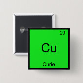 Cu - Curie Funny Element Chemistry Symbol T - Shir Button (Vorne & Hinten)