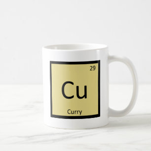 Cu - Curry-Gewürz-Chemie-Periodensystem-Symbol Kaffeetasse