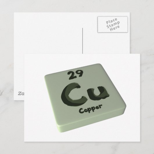 Cu Kupfer Postkarte (Vorne/Hinten)