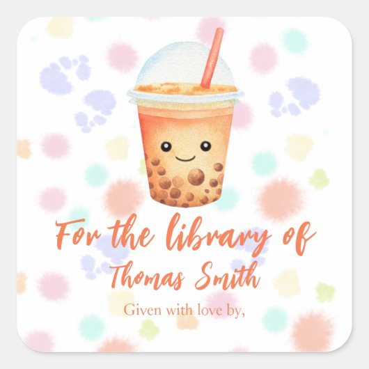 cu-tea bubble tea - für die bibliothek von quadratischer aufkleber (Vorderseite)