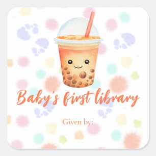 Cu-tea bubble tea tea - baby's first library quadratischer aufkleber