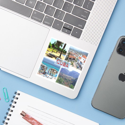 CU Varadero Beach - Santiago de Cuba - Vinales Aufkleber (Laptop mit iPhone)