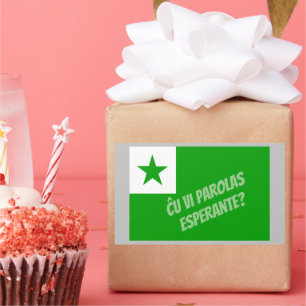 Ču vi parolas Esperante? Rechteckiger Aufkleber