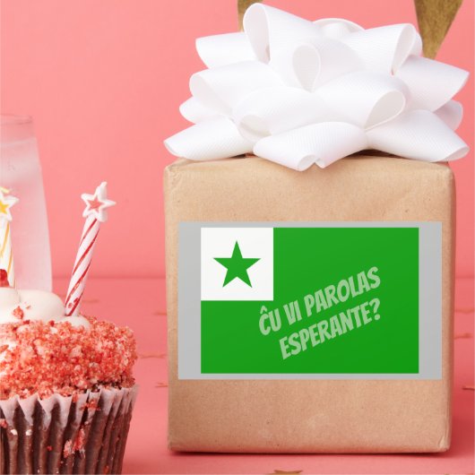 Ču vi parolas Esperante? Rechteckiger Aufkleber (Party)