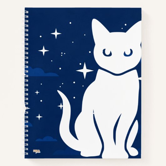 Cuaderno Cat White in the Night Notizblock (Vorderseite)