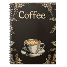 Cuaderno Coffee Latte Cup mit Blätter und Kirschen