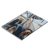 Cuaderno con fotografía de auto antiguo abandonado notizblock (Linke Seite)