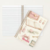Cuaderno Coquette Aesthetic Pink Bow Makeup Person Notizblock (Innen)