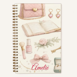 Cuaderno Coquette Aesthetic Pink Bow Makeup Person Notizblock