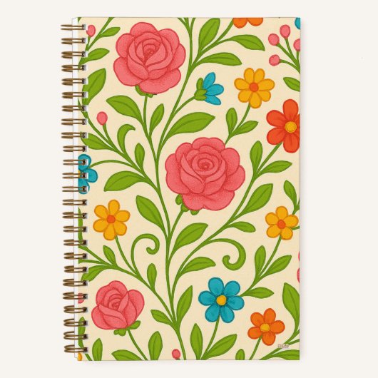 Cuaderno Cuadriculado Coquette Floral Grid Notizblock (Vorderseite)