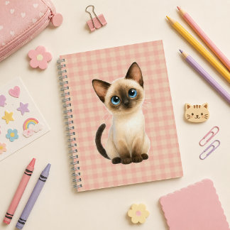 Cuaderno espiral con diseño de lindo gatito siamés notizblock