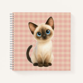 Cuaderno espiral con diseño de lindo gatito siamés notizblock