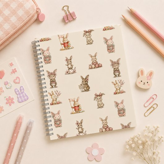Cuaderno espiral con diseño de lindos conejitos notizblock