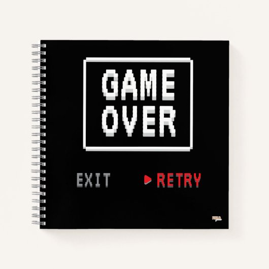 Cuaderno Game Over Retry Insert Coin Notizblock (Vorderseite)