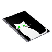 Cuaderno Glowing Eyes Black & White Cat Notizblock (Rechte Seite)