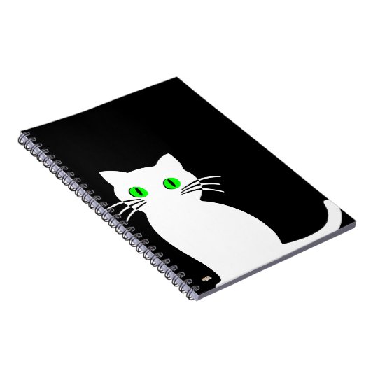 Cuaderno Glowing Eyes Black & White Cat Notizblock (Rechte Seite)