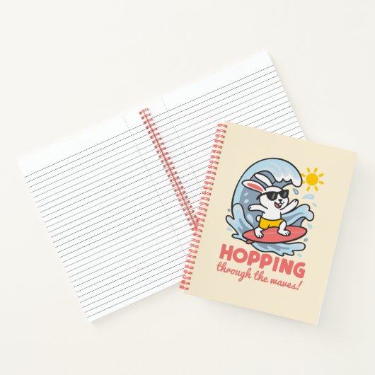 Cuaderno kawaii con conejito surfero para niños notizblock (Innenseite)
