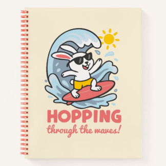 Cuaderno kawaii con conejito surfero para niños notizblock