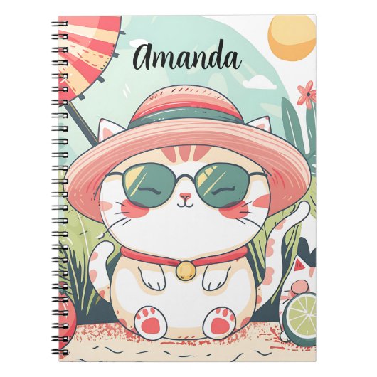 Cuaderno Kawaii Summer Cat Notizblock (Vorderseite)