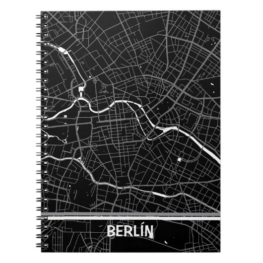 Cuaderno mapa minimalista de Berlín - Negro-blanco Notizblock (Vorderseite)
