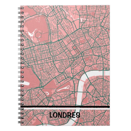 Cuaderno mapa minimalista de Londres  - Rosa-verde Notizblock (Vorderseite)