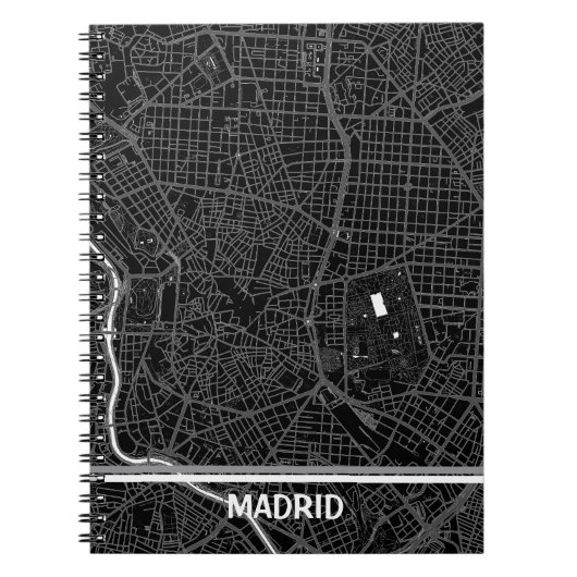 Cuaderno mapa minimalista de Madrid - Negro-blanco Notizblock (Vorderseite)
