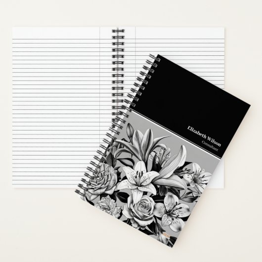 Cuaderno Professional Black & White Flowers Notizblock (Innen)