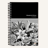 Cuaderno Professional Black & White Flowers Notizblock (Vorderseite)