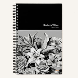 Cuaderno Professional Black & White Flowers Notizblock