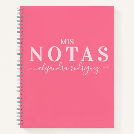 Cuaderno Rosa Coral Elegante con nombre Notizblock (Vorderseite)