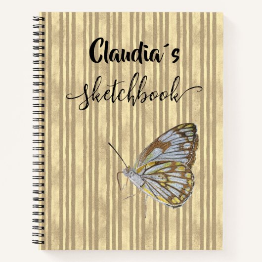Cuaderno Sketchbook butterfly add name Notizblock (Vorderseite)