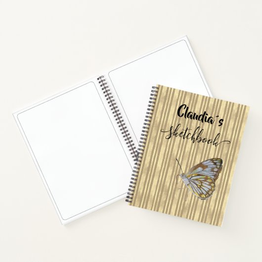 Cuaderno Sketchbook butterfly add name Notizblock (Innenseite)