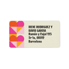 Cuadrícula Corazón Naranja y Rosa Adressaufkleber