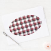 Cuadrille Rot Weiß und Schwarz Stil Ovaler Aufkleber (Umschlag)