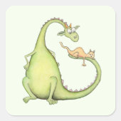 Cuando un dragón encuentra un gato en su cola quadratischer aufkleber (Vorderseite)