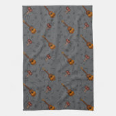 Cuatro and Maracas with Music Notes on DARK GREY Geschirrtuch (Vertikal)
