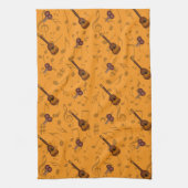 Cuatro and Maracas with Music Notes on ORANGE Geschirrtuch (Vertikal)