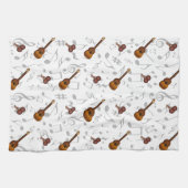 Cuatro and Maracas with Music Notes on WHITE Geschirrtuch (Horizontal)