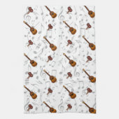 Cuatro and Maracas with Music Notes on WHITE Geschirrtuch (Vertikal)