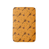 Cuatro und Maracas mit Musiknoten auf ORANGE Badematte (Vorderseite Vertikal)