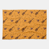 Cuatro und Maracas mit Noten auf ORANGE Geschirrtuch (Horizontal)