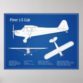 Cub Airplane - Airplane Blueprint Plans ABD Poster (Vorne)