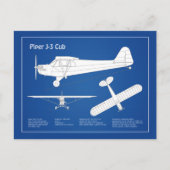 Cub Airplane - Airplane Blueprint Plans ABD Postkarte (Vorderseite)