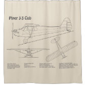 Cub Airplane - Airplane Blueprint Plans SD Duschvorhang (Vorderseite)
